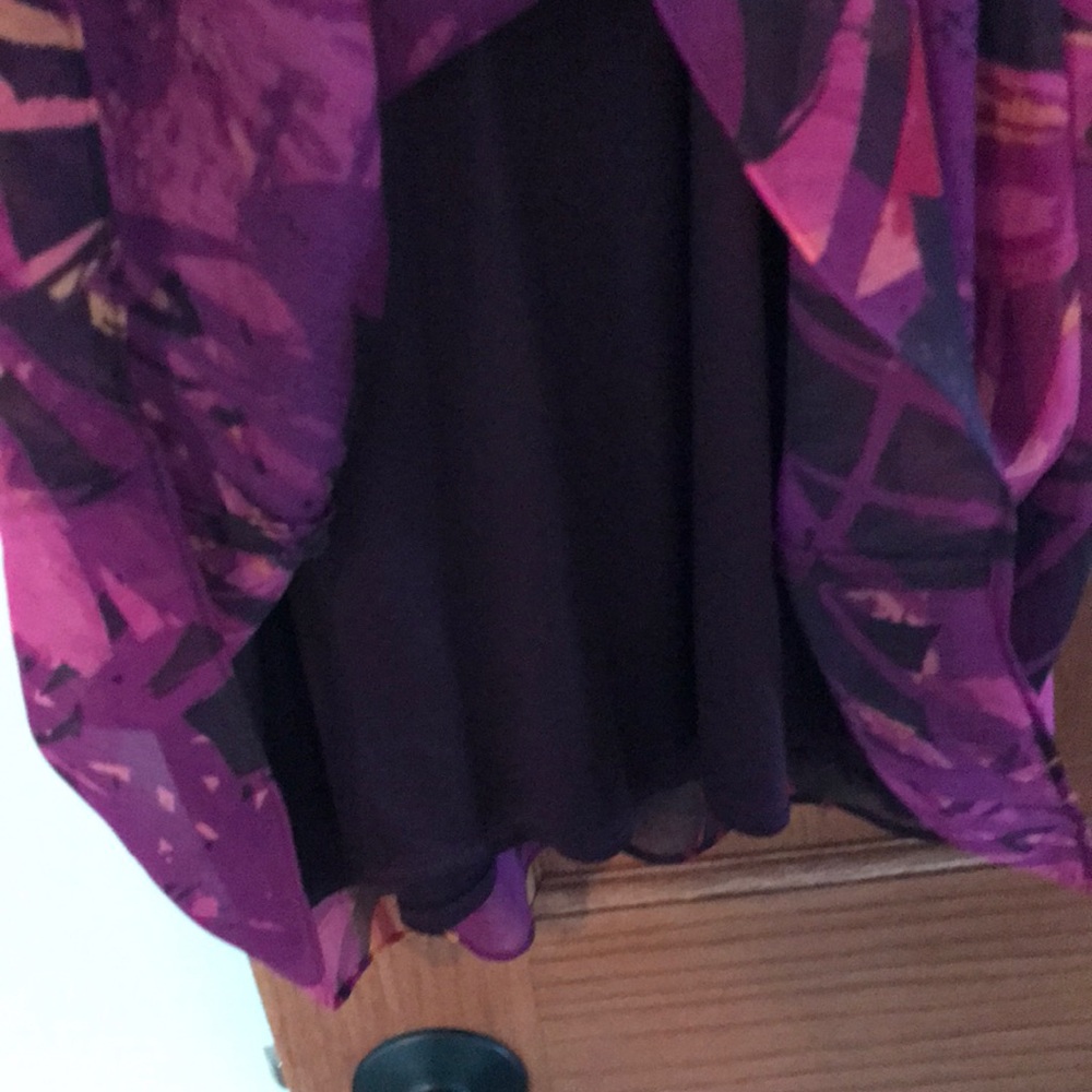 Express Pink Purple Floral Chiffon Sleeve Dress M - Picture 3 of 4